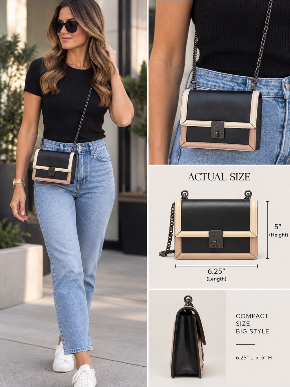 Coach Colorblock Hutton Belt Bag with crossbody chain